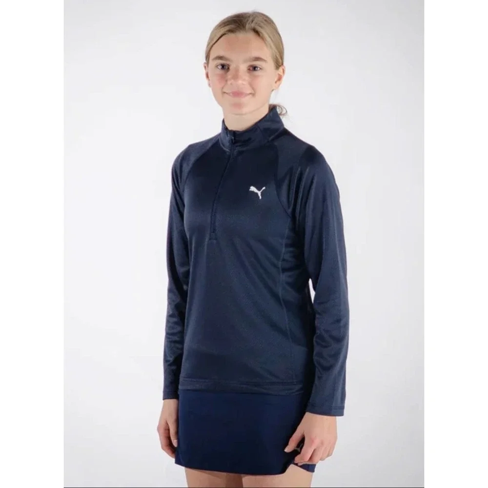 Puma Girls Small Blue Drycell Quarter Zip Golf Top NWT - Picture 1 of 12